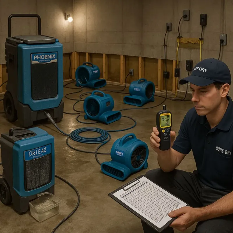 Structural Drying and Dehumidification process in Williamson, AZ